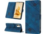 Custodia Per Oppo Reno9 Pro+ In Rilievo Custodia Portafoglio In Pelle Flip Con Funzione Stand Blu