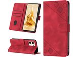Custodia Per Oppo Reno9 Pro+ In Rilievo Custodia A Portafoglio In Pelle Flip Con Funzione Stand Rosso