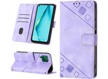 Custodia Per Huawei P40 Lite In Rilievo Custodia A Portafoglio In Pelle Flip Con Funzione Stand Viola