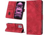 Custodia Per Xiaomi Redmi Note 12 Pro In Rilievo Custodia A Portafoglio In Pelle Flip Con Funzione Stand Rosso