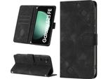 Custodia Per Samsung Galaxy S23 Fe In Rilievo Custodia A Portafoglio In Pelle Flip Con Funzione Stand Nero