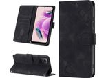 Custodia Per Xiaomi Redmi Note 12S In Rilievo Custodia A Portafoglio In Pelle Flip Con Funzione Stand Nero
