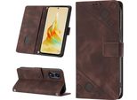 Custodia Per Oppo Reno8 T 5G /A1 Pro 5G In Rilievo Custodia A Portafoglio In Pelle Flip Con Funzione Stand Brown