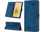 Custodia Per Oppo Reno8 T 5G /A1 Pro 5G In Rilievo Custodia A Portafoglio In Pelle Flip Con Funzione Stand Blu
