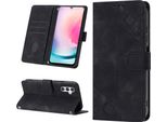 Custodia Per Samsung Galaxy A24 4G In Rilievo Custodia A Portafoglio In Pelle Flip Con Funzione Stand Nero