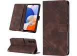 Custodia Per Samsung Galaxy A05S In Rilievo Custodia A Portafoglio In Pelle Flip Con Funzione Stand Brown
