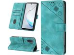 Custodia Per Samsung Galaxy Note 10+ In Rilievo Custodia A Portafoglio In Pelle Flip Con Funzione Stand Verde