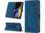 Custodia Per Samsung Galaxy Note 9 In Rilievo Custodia A Portafoglio In Pelle Flip Con Funzione Stand Blu