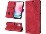 Custodia Per Samsung Galaxy A24 4G In Rilievo Custodia A Portafoglio In Pelle Flip Con Funzione Stand Rosso