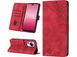 Cover Per Xiaomi 13 Lite Embossed Flip Leather Wallet Case Con Stand Red