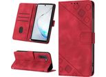 Custodia Per Samsung Galaxy Note 10 In Rilievo Custodia A Portafoglio In Pelle Flip Con Funzione Stand Rosso