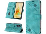 Custodia Per Oppo Reno8 T 5G /A1 Pro 5G In Rilievo Custodia A Portafoglio In Pelle Flip Con Funzione Stand Verde
