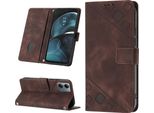 Custodia Per Motorola Moto G14 In Rilievo Custodia A Portafoglio In Pelle Flip Con Funzione Stand Marrone
