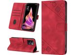 Custodia Per Oppo Reno9 /Reno9 Pro 5G In Rilievo Custodia A Portafoglio In Pelle Flip Con Funzione Stand Rosso