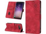 Custodia Per Samsung Galaxy S8 In Rilievo Custodia Portafoglio In Pelle Flip Con Funzione Stand Rosso