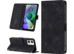 Custodia Per Motorola Moto G54 In Rilievo Custodia A Portafoglio In Pelle Flip Con Funzione Stand Nero
