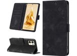 Custodia Per Oppo Reno9 Pro+ In Rilievo Custodia A Portafoglio In Pelle Flip Con Funzione Stand Nero