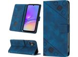 Custodia Per Samsung Galaxy A05 In Rilievo Custodia A Portafoglio In Pelle Flip Con Funzione Stand Blu