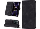 Custodia Per Xiaomi Poco F5 Pro /Redmi K60 /K60 Pro In Rilievo Custodia Portafoglio In Pelle Flip Con Funzione Stand Nero