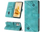 Custodia Per Oppo Reno9 Pro+ In Rilievo Custodia Portafoglio In Pelle Flip Con Funzione Stand Verde