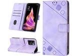 Custodia Per Oppo Reno9 /Reno9 Pro 5G In Rilievo Custodia A Portafoglio In Pelle Flip Con Funzione Stand Viola