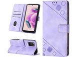 Custodia Per Xiaomi Redmi Note 12S In Rilievo Custodia Portafoglio In Pelle Flip Con Funzione Stand Viola