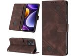 Custodia Per Xiaomi Poco F5 /Redmi Note 12 Turbo In Rilievo Custodia Portafoglio In Pelle Flip Con Funzione Stand Brown
