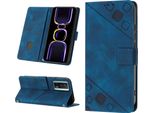 Custodia Per Xiaomi Poco F5 Pro /Redmi K60 /K60 Pro In Rilievo Custodia A Portafoglio In Pelle Flip Con Supporto Blu