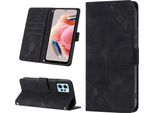 Custodia Per Xiaomi Redmi Note 12 4G In Rilievo Custodia A Portafoglio In Pelle Flip Con Funzione Stand Nero