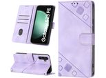 Custodia Per Samsung Galaxy S23 Fe In Rilievo Custodia A Portafoglio In Pelle Flip Con Funzione Stand Viola