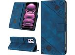 Custodia Per Xiaomi Redmi Note 12 Pro In Rilievo Custodia A Portafoglio In Pelle Flip Con Funzione Stand Blu