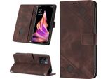 Custodia Per Oppo Reno9 /Reno9 Pro 5G In Rilievo Custodia A Portafoglio In Pelle Flip Con Funzione Stand Brown