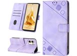 Custodia Per Oppo Reno9 Pro+ In Rilievo Custodia A Portafoglio In Pelle Flip Con Funzione Stand Viola