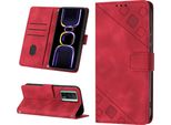 Custodia Per Xiaomi Poco F5 Pro /Redmi K60 /K60 Pro In Rilievo Custodia A Portafoglio In Pelle Flip Con Stand Rosso