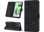Custodia Per Xiaomi Poco X5 /Redmi Note 12 5G In Rilievo Custodia Portafoglio In Pelle Flip Con Funzione Stand Nero