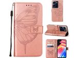 Custodia In Pelle Per Infinix Note 30 5G Farfalla In Rilievo Custodia In Pelle Flip Slot Per Schede Telefono Cellulare Con Supporto Rosa