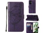 Custodia Per Oneplus Nord CE3 Butterfly Relief Custodia In Pelle Flip Con Slot Per Schede E Supporto Viola