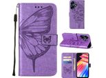 Custodia In Pelle Per Infinix Hot 30 4G X6831 Farfalla In Rilievo Custodia In Pelle Flip Slot Per Schede Telefono Cellulare Con Supporto Viola