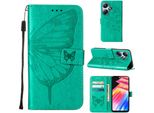 Custodia In Pelle Per Infinix Hot 30 Play Nfc Farfalla In Rilievo Custodia In Pelle Flip Slot Per Schede Del Telefono Cellulare Con Supporto Verde