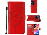 Custodia In Pelle Per Infinix Note 30 5G Farfalla In Rilievo Custodia In Pelle Flip Slot Per Schede Telefono Cellulare Con Supporto Rosso