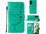 Custodia Per Oneplus Nord CE3 Butterfly Relief Custodia In Pelle Flip Con Slot Per Schede E Supporto Verde