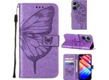 Custodia In Pelle Per Infinix Hot 30I X669 Farfalla In Rilievo Custodia In Pelle Flip Slot Per Schede Telefono Cellulare Con Supporto Viola
