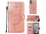 Custodia In Pelle Per Nokia X30 Farfalla In Rilievo Custodia In Pelle Flip Slot Per Schede Telefono Cellulare Con Supporto Rosa