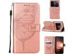 Custodia In Pelle Per Realme Gt Neo 5 /Realme GT3 Farfalla In Rilievo Custodia In Pelle Flip Slot Per Schede Telefono Cellulare Con Supporto Rosa