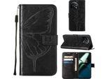 Custodia Per Oneplus 11 Butterfly Relief Custodia In Pelle Flip Con Slot Per Schede E Supporto Nero
