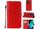Custodia In Pelle Per Infinix Note 12I Farfalla In Rilievo Flip Custodia In Pelle Slot Per Schede Telefono Cellulare Con Supporto Rosso