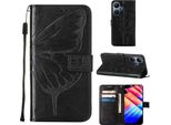Custodia In Pelle Per Infinix Hot 30I X669 Farfalla In Rilievo Custodia In Pelle Flip Slot Per Schede Telefono Cellulare Con Supporto Nero