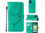 Custodia In Pelle Per Motorola Moto E13 Farfalla In Rilievo Custodia In Pelle Flip Slot Per Schede Del Telefono Cellulare Con Supporto Verde