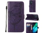 Custodia In Pelle Per Infinix Note 12I Farfalla In Rilievo Flip Custodia In Pelle Slot Per Schede Telefono Cellulare Con Supporto Viola