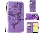 Custodia In Pelle Per Realme 10 4G Farfalla In Rilievo Custodia In Pelle Flip Slot Per Schede Telefono Cellulare Con Supporto Viola